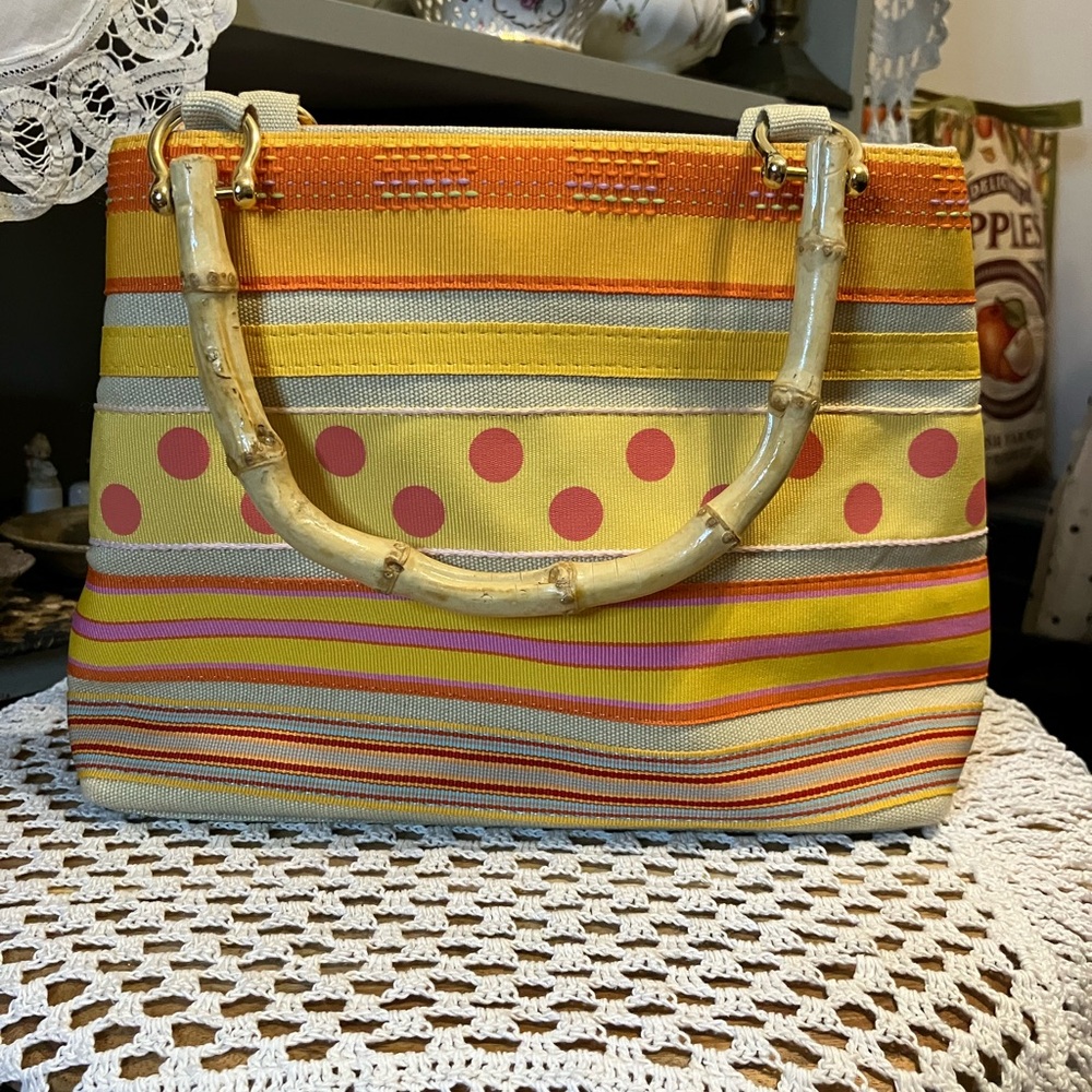 Striped Yellow and Orange Hand Bag